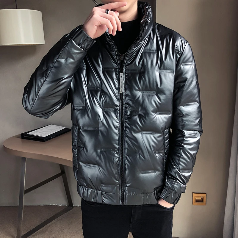 Shiny Down Jacket Men Autumn Winter Warm Bomber Jackets Fashion Causal Street Coat Korean Slim Fit Short Outerwear Male | Мужская одежда