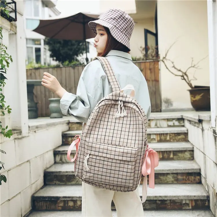 Модный женский рюкзак школьная сумка для студенток новая дорожная клетчатая