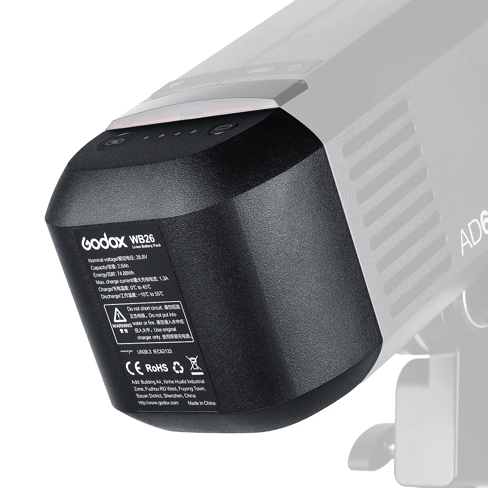 Godox WB26 2.6Ah AD600PRO литиевая батарея для AD600 PRO|Аксессуары фотостудии| |