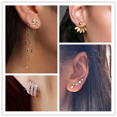 Женские серьги капли с кристаллами и цветком модные ювелирные украшения золотые