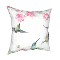 paradise watercolor hummingbirds and fuschia garden pillowcase printing polyester cushion cover decorative pillow case cover