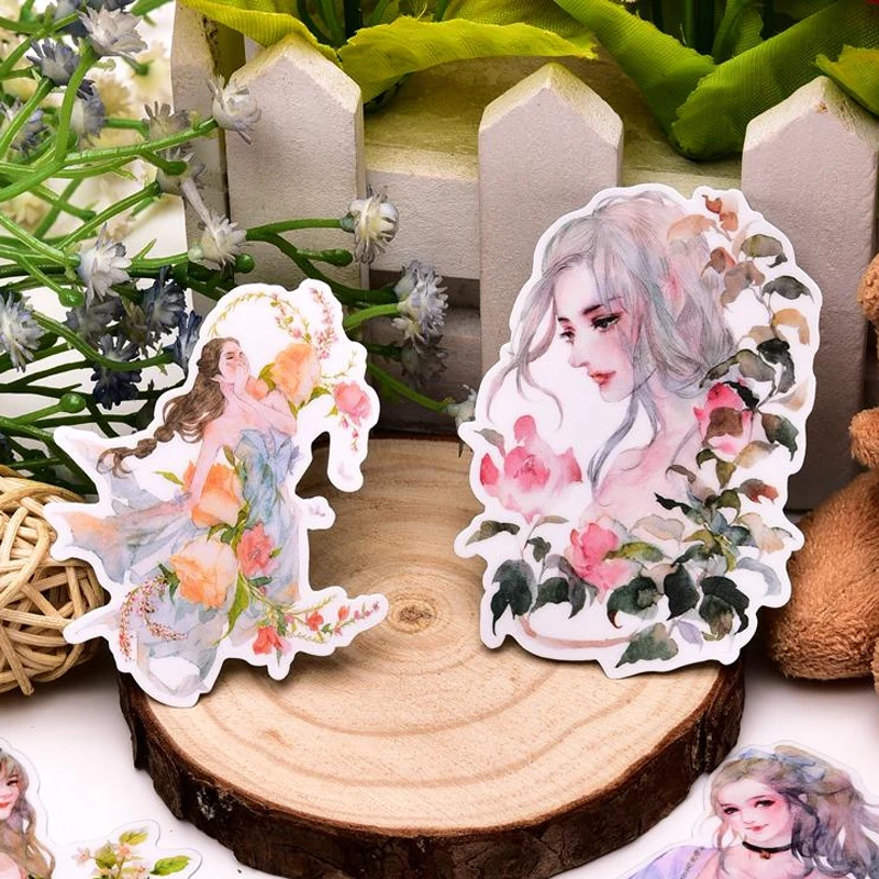 23 шт фото бумажная наклейка девушка в цветок самодельные декоративные Стикеры