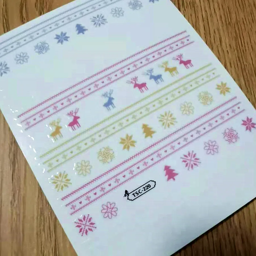 

Newest TSC 200 christmas design nail sticker decal stamping back gule DIY nail decoration wraps