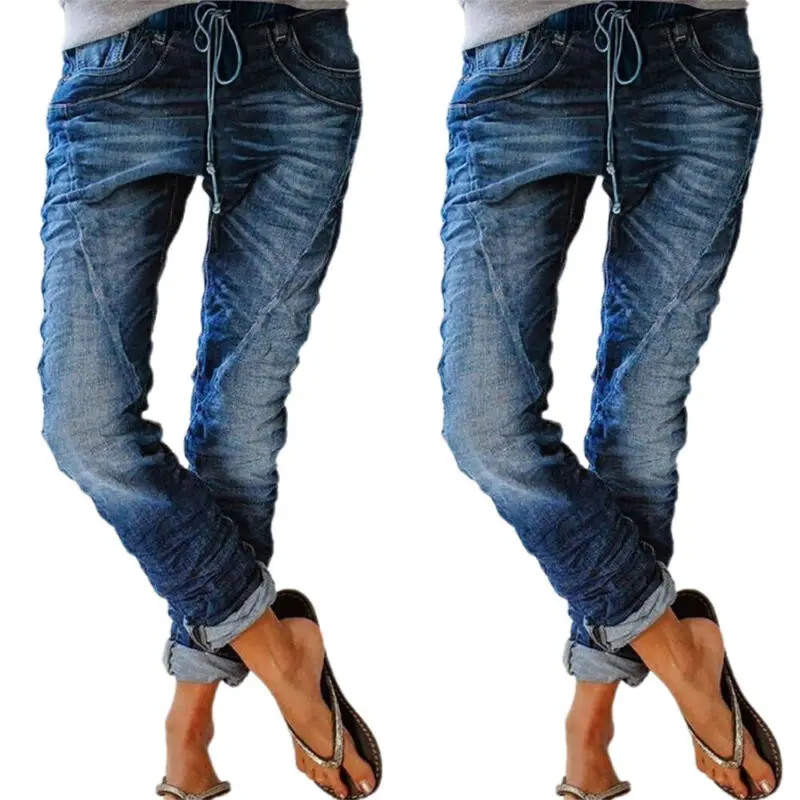 

Women High Waist Jeggings Lady Elasticated Waist Jeans Pants Denim Long Trouser Blue Vintage