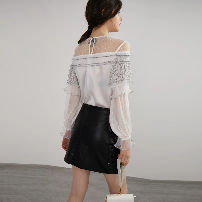 HStar 2020 Blouses Shirt Tops Office sutumn Ladies Streetwear Girls Vintage Elegant Sweet Crop Casual lace women Top |