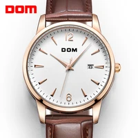 dom 2018 new man watches luxury brand waterproof quartz clock leather strap business watch male dress relojes reloj m 3311