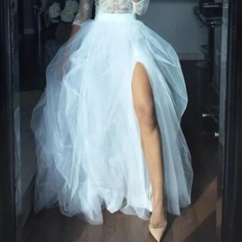 Элегантные белые пышные тюлевые пляжные свадебные юбки до пола соблазнительные