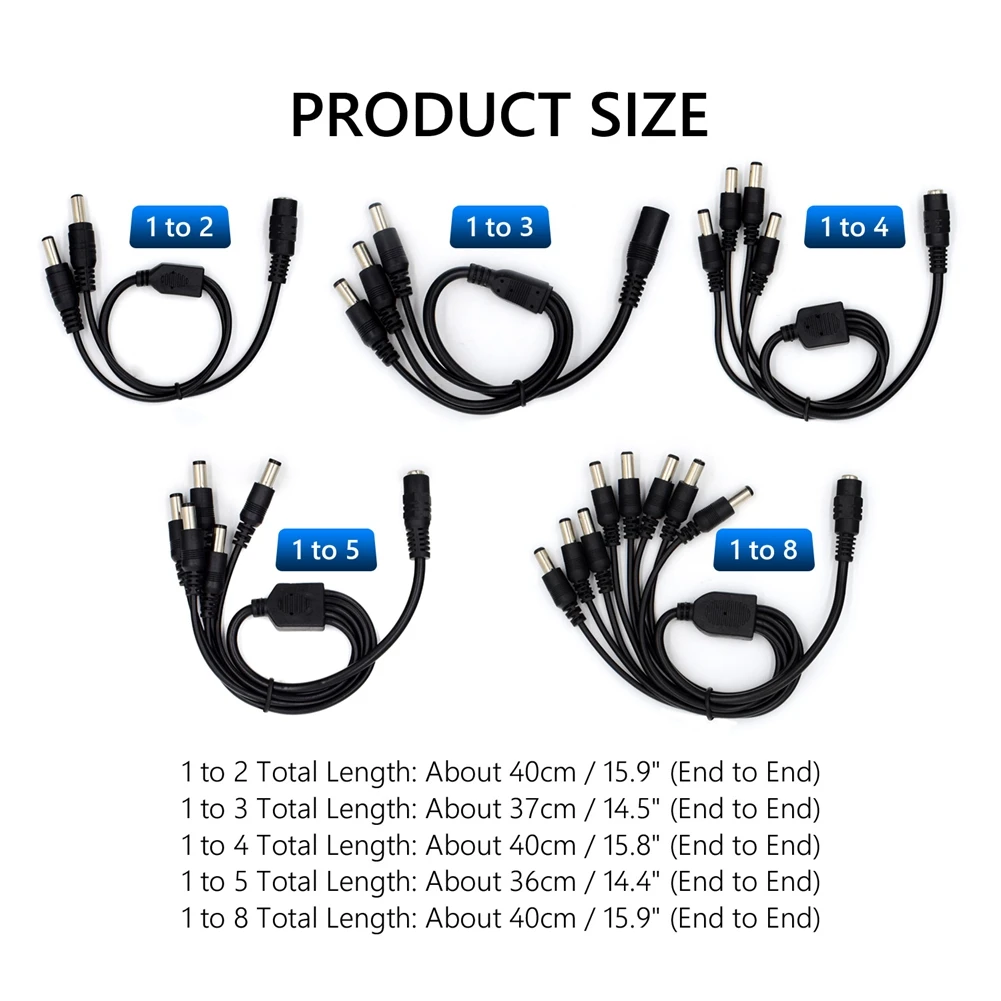 YCDC DC разъем питания 8А удлинитель разветвитель папа к гнезду 5 мм x 2 1 2/3/4/5/8 в для
