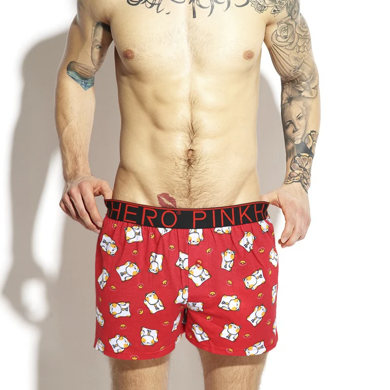 NEW Pink Heroes Men Underwear Board shorts Fashion Printed Boxers Shorts 100% Cotton Trunk | Мужская одежда - Фото №1