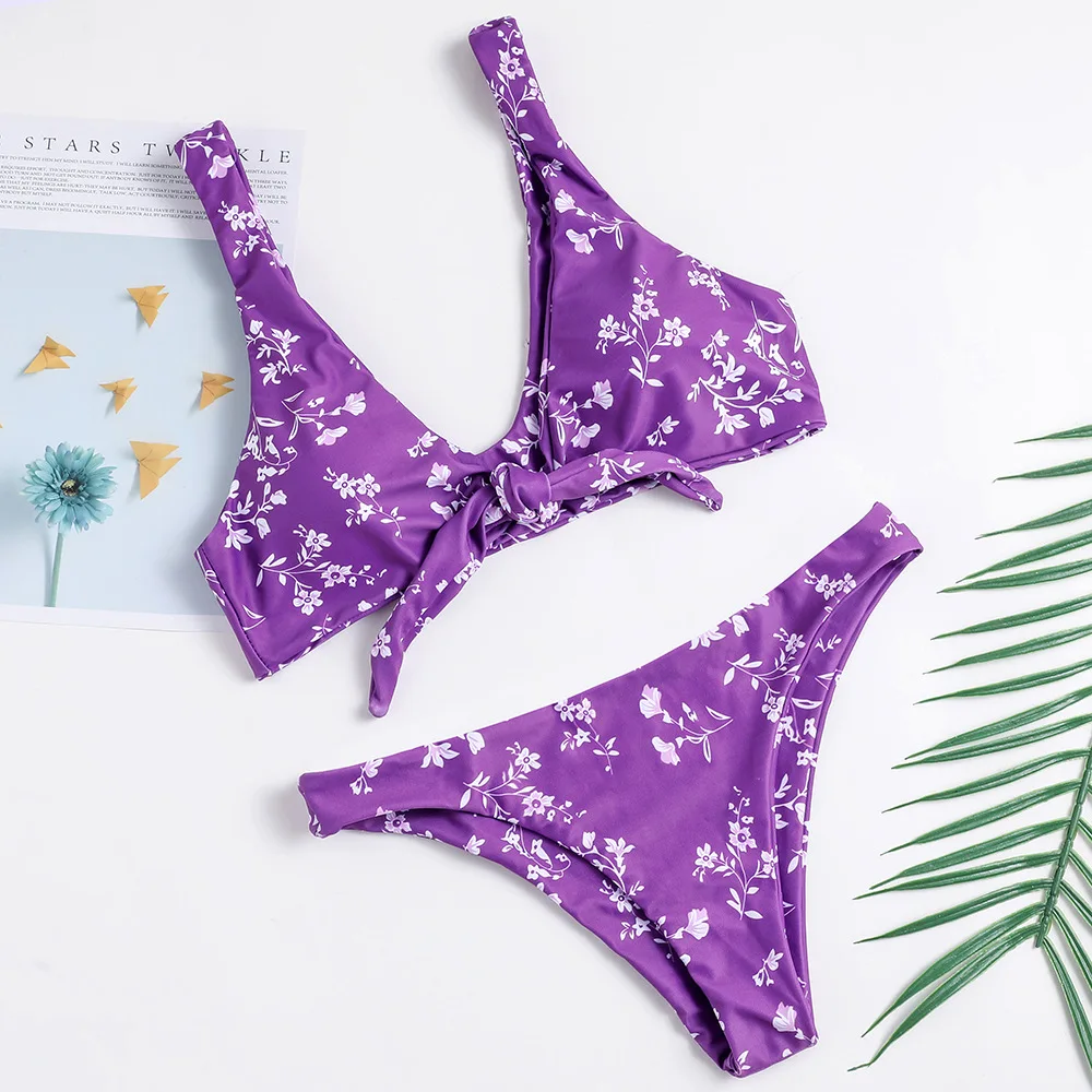 

Knot bikini set swimsuit women High cut female bathing suit V-neck swimwear Summer beach wear 2021 Sexy biquini bathers