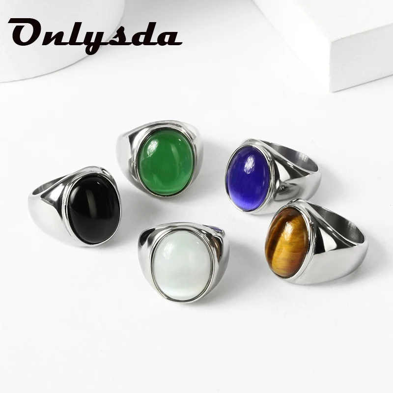 

Кольцо женское из нержавеющей стали с натуральным зелёным камнем