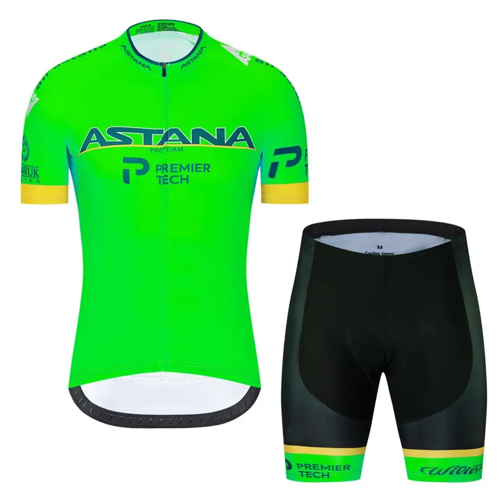 

Team ASTANA Cycling Jersey 2019 Men's Short Jersey ropa ciclismo hombre ciclismo Cycling Clothes Set Bike Wear 16D Gel Pad