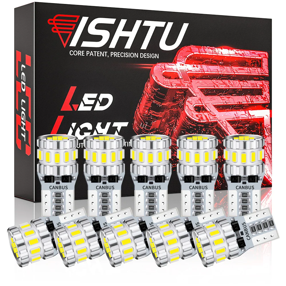 

ISHTU 10 шт. W5W T10 светодиодный лампы 3014 18SMD 12V Canbus 194 168 WY5W салона Купол Чтение номерного знака светильник Автоматическая сигнальная лампа