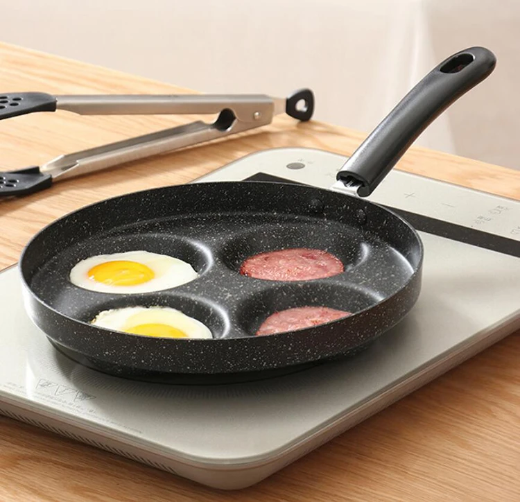 

10 inch Nonstick Frying Pan 4 Hole сковорода для блинов for Egg Pancake Steak Cooking Pot for Gas Cooker Grill Skillet