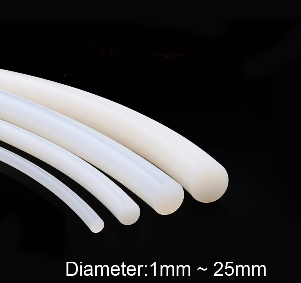 

1M/2M/5M/10M Solid Silicone Cord Dia 1mm-25mm White Rubber Gasket Trim Seal Strips O Ring Waterproof High Temperature Resistant