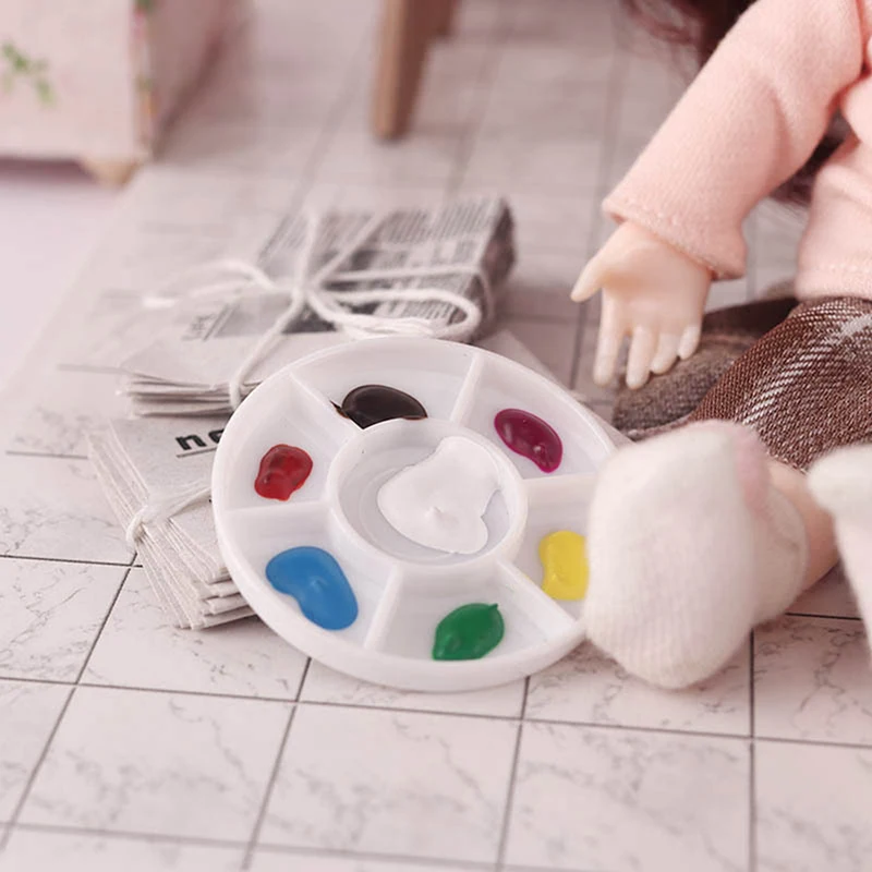 

1 Pc Miniature art palette mini model paint box 1:12 doll house diy Accessories