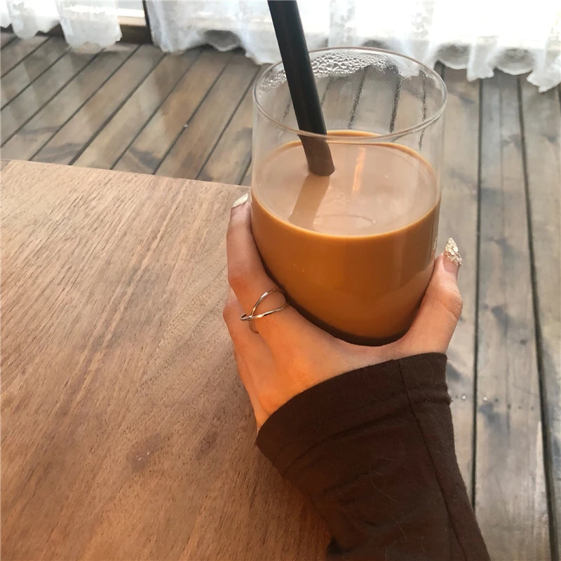 

New Japanese and Korean version of simple temperament cross ring female fashion personality net red ring simple food tail ring