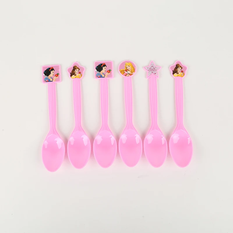 6pcs Spoon Вечерние скатерти в стиле Принцессы Диснея, 1 шт., украшения для вечеринок на день рождения, украшения для вечеринок на день рождения - Цвет: 6pcs Spoon