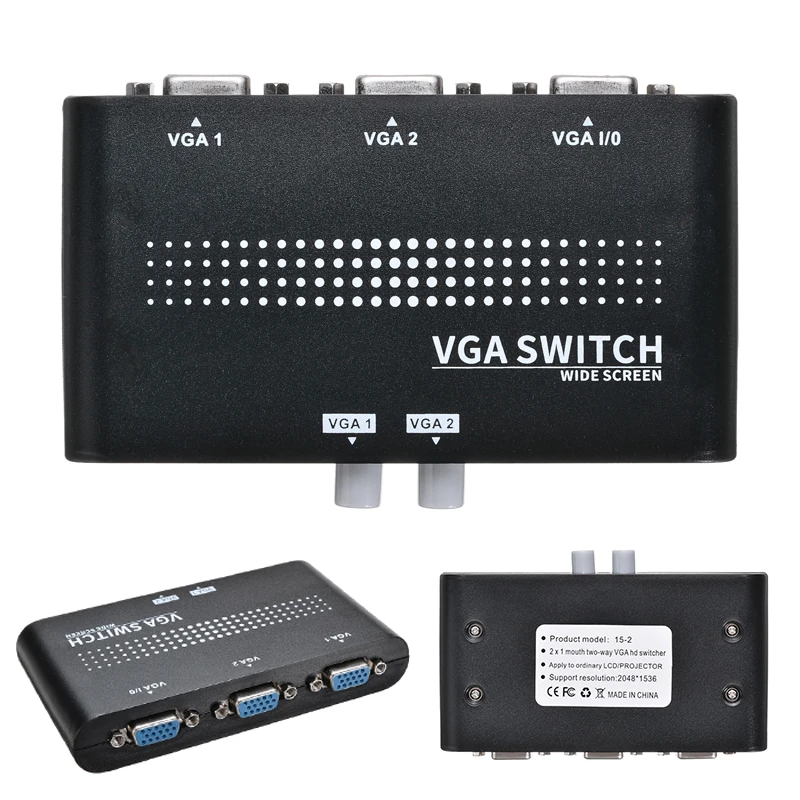 Mini 2 In 1 Out VGA Selector Box Multiple Inputs VGA/SVGA Manual Sharing Switch Switcher For LCD PC | Электроника