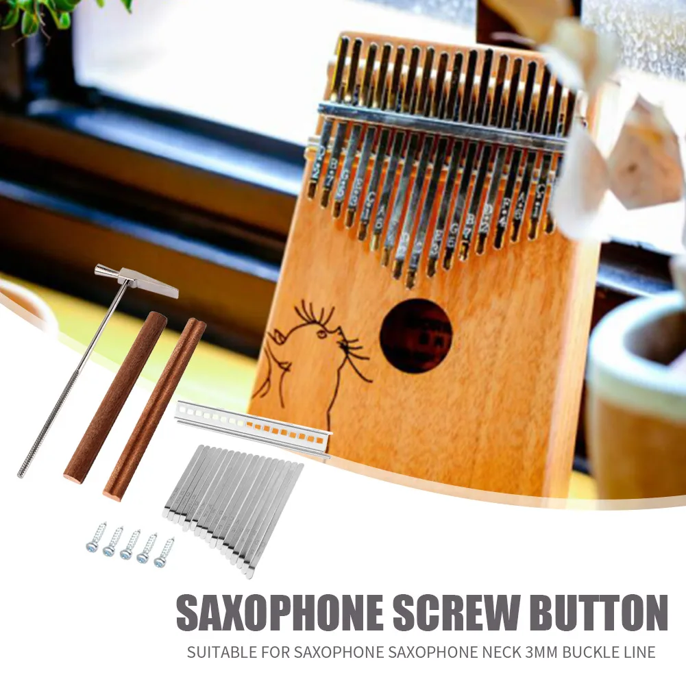 

17 Keys Kalimba DIY Keys+Bridge+Tuning Hammer Kit Thumb Piano Accessories Stencil Scale Good Flexibility Electroplating Process