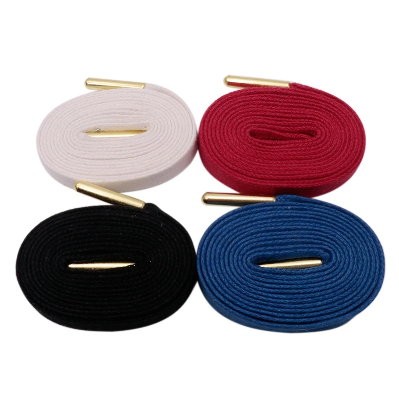 

Golden Metal Tips 8MM Waxed Shoelaces 100% Cotton Black White Red Blue Laces Unisex For Sneaker Canvas Cordones
