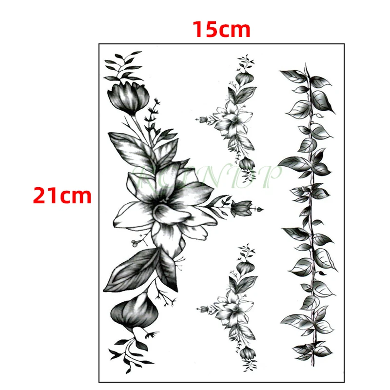 Водонепроницаемый временная татуировка стикер старомодное цветок лист