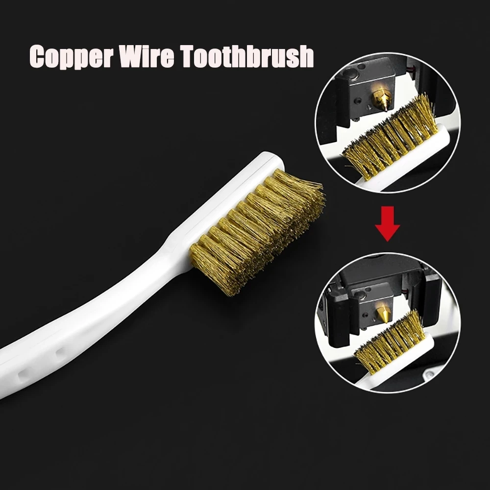 

3D Printer Cleaner Tool Copper Wire Toothbrush Copper Brush Handle For Nozzle Block Hotend Cleaning Hot Bed Cleaning Parts