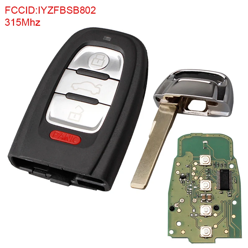 

315Mhz 4 Buttons Remote Car Key Fob IYZFBSB802 Fit for Audi