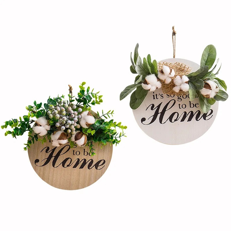 

Nordic ins round wooden board floral wall decoration fruit tea shop cake shop wall decoration small fresh pendant