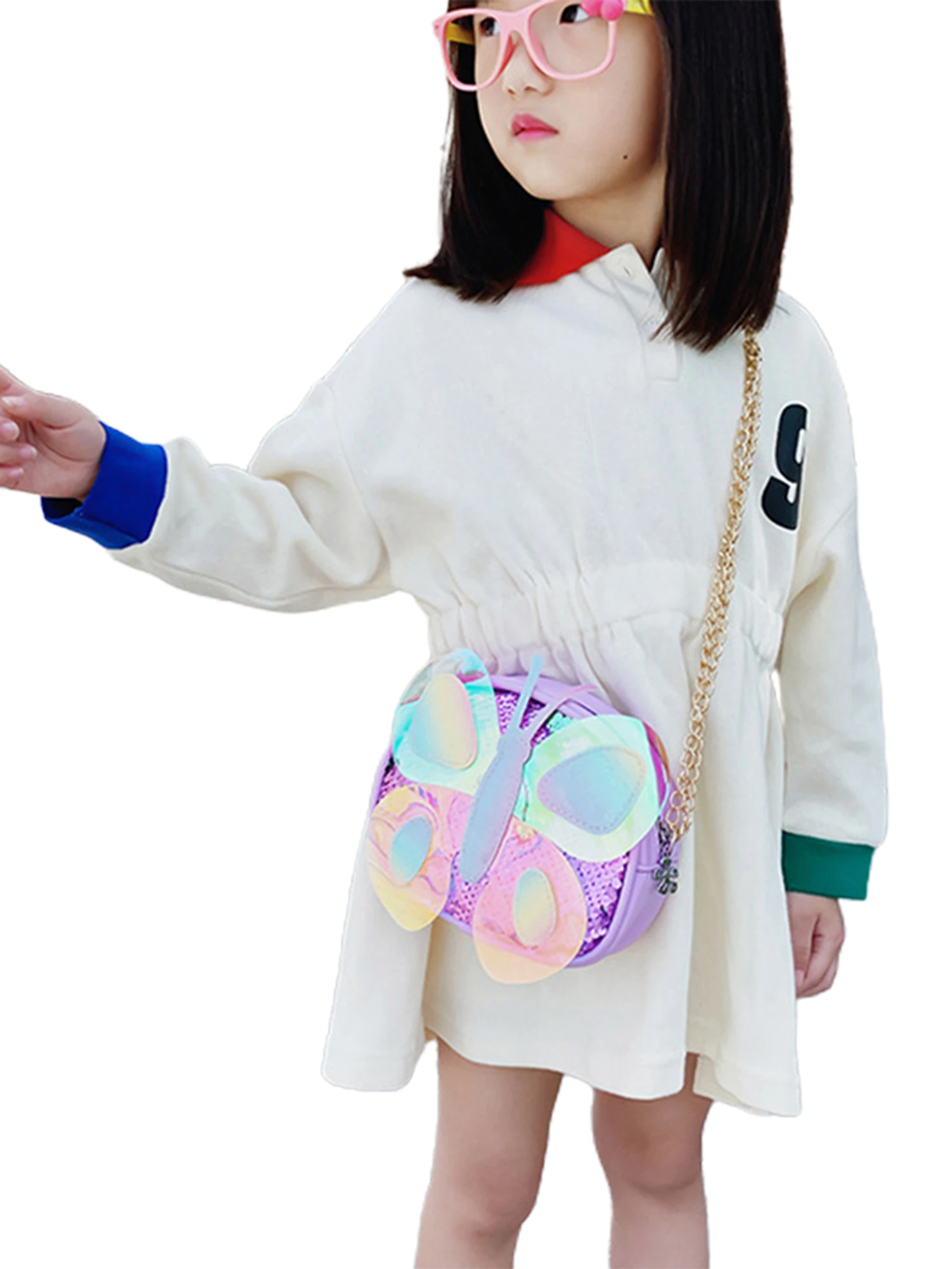 Детская сумка через плечо маленькая модная многофункциональная с блестками для