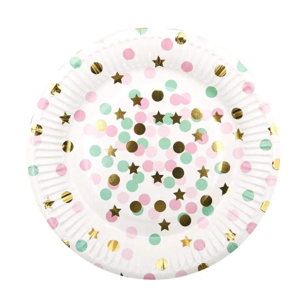 10 шт. одноразовая посуда в горошек с мультяшными звездами | Дом и сад