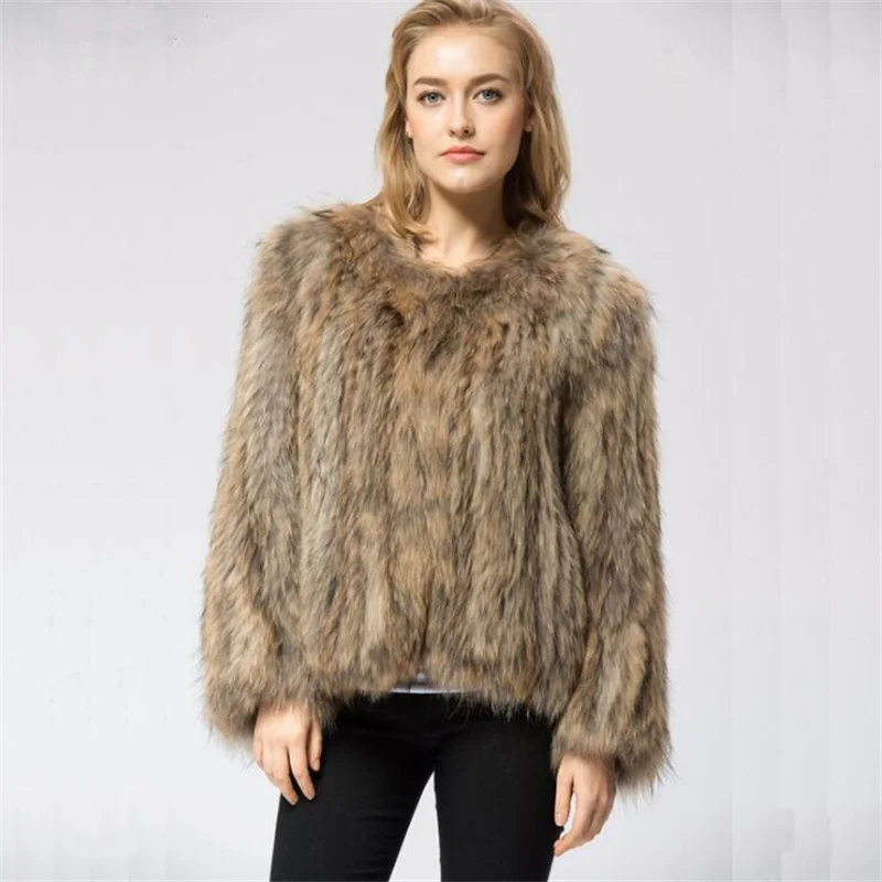 New style raccoon fur coat women's short clothes slim-fit fox fur jackets fashion casual autumn winter Мех и искусственный мех