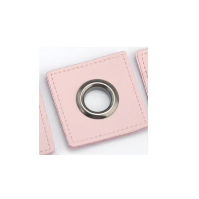 Pink black eyelets 30 шт./лот 27 мм квадратный белый/розовый/Мятный ПУ кожа пришить значки патч этикетки+ Внутренний 8 мм Металлические латунные люверсы втулки - Цвет: Pink black eyelets