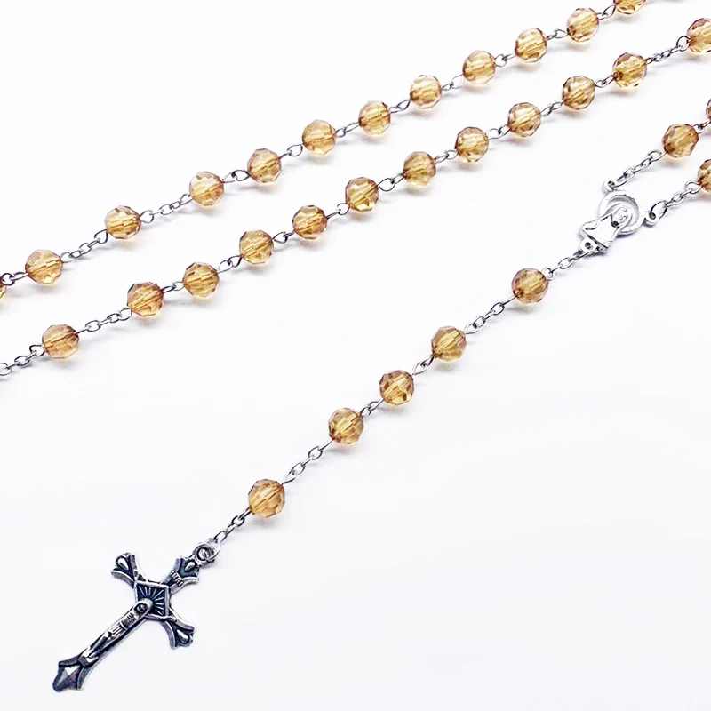 Ожерелье из светлого золотого хрустального стекла Religion 7 мм | Украшения и
