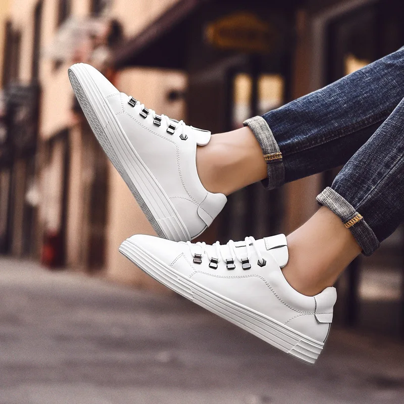 Мужская повседневная обувь из искусственной кожи модная для отдыха на плоской