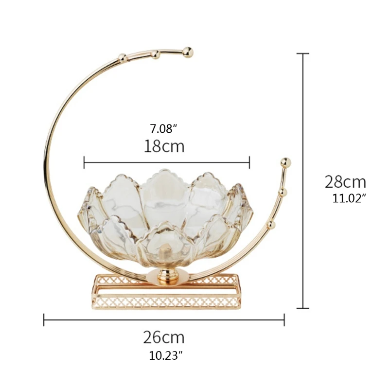 

H056 Glass Fruit Tray Creative Light Luxury Living Room Coffee Snacks Storage Box