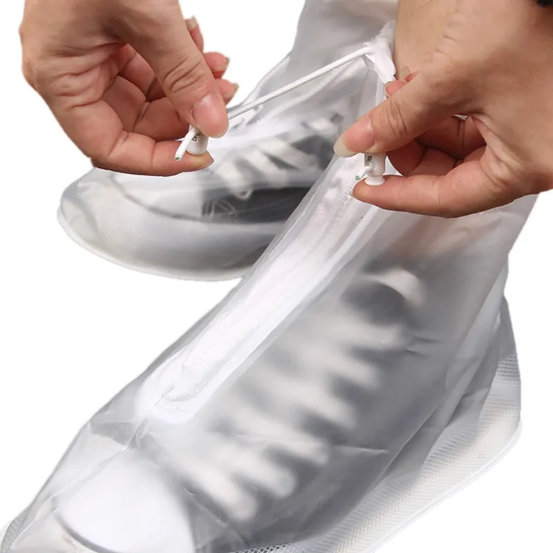 

White Rubber Waterproof Shoe Covers Non-slip Bottom Elastic Boots Accessories Reusable Rain Gear For Child Adult Unisex