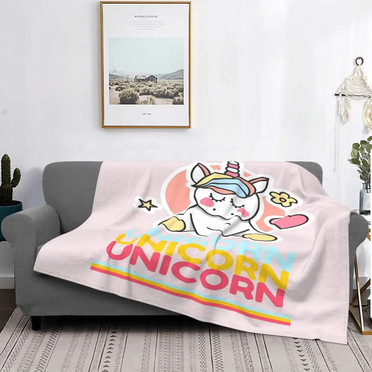 

Manta con diseño de unicornio para niños, colcha de cama a cuadros, colcha con capucha de 90, ropa de cama de algodón