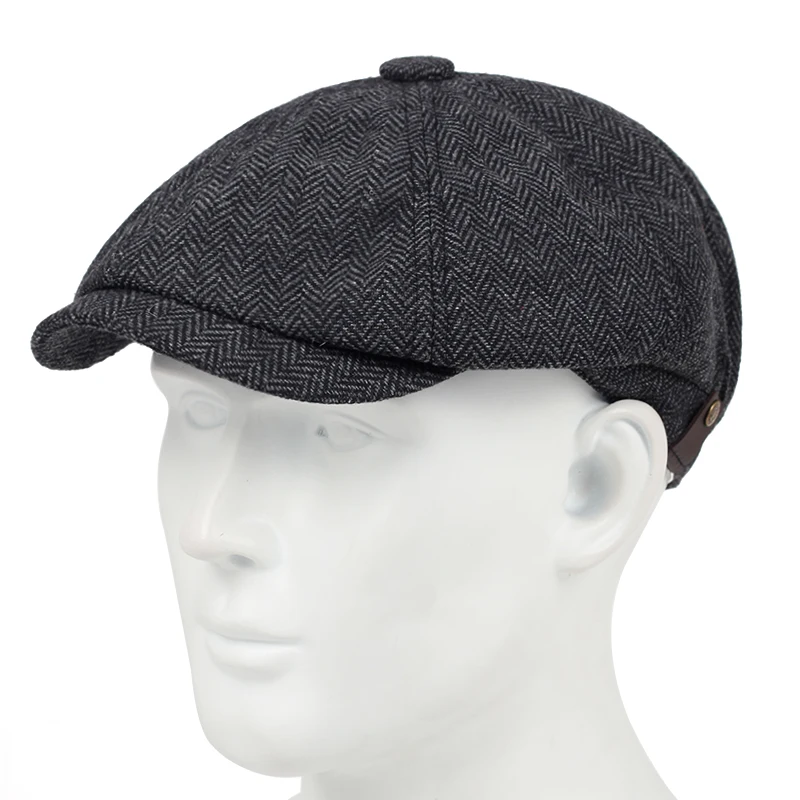 

2019 new fashion plaid beret versatile classic with a little elastic hats fashion three beret men's casual hat high quality caps
