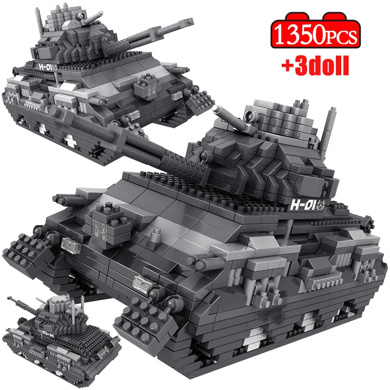 1350pcs Mini Blocks Military Army Tank Model Building Soldier Figures Damond Bricks WW2 Educational Toys for Children | Игрушки и хобби
