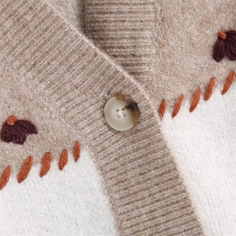 Женский кардиган с длинным рукавом элегантный трикотажный верблюжьего цвета