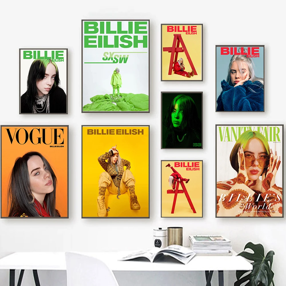 

Vogue Music Album Fall Asleep Happier Than Ever 2021 Poster Print Singer Canvas Painting Wall Art Picture Living Room Home Decor