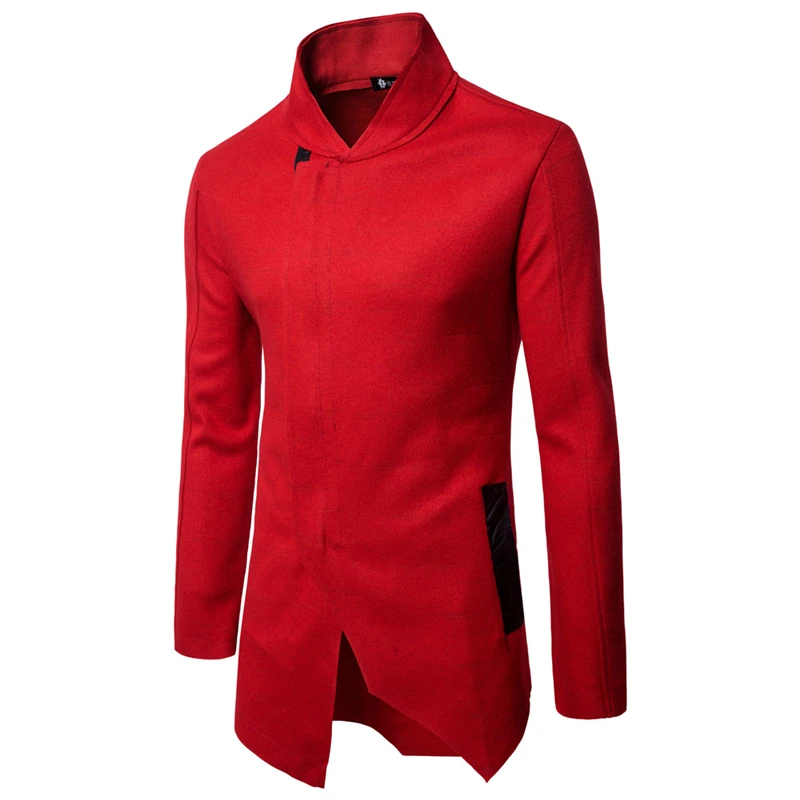 

Мужской шерстяной тренчкот, осенне-Весенняя приталенная куртка на молнии, полупальто, Корейская уличная одежда, длинное Мужское пальто