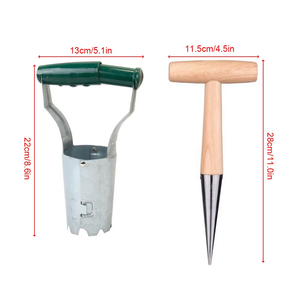 

2pcs Vegetable Flower Portable Succulents Seedling Transplanter Set Handheld Garden Tool Dibber With Hole Puncher Agricultural