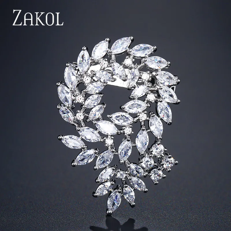 White Color ZAKOL большая Винтажная брошь в виде кленового листа, булавка для растений, бижутерия для женщин, броши для свадьбы, вечеринки, банкета, подарки FSXP005 - Окраска металла: White Color