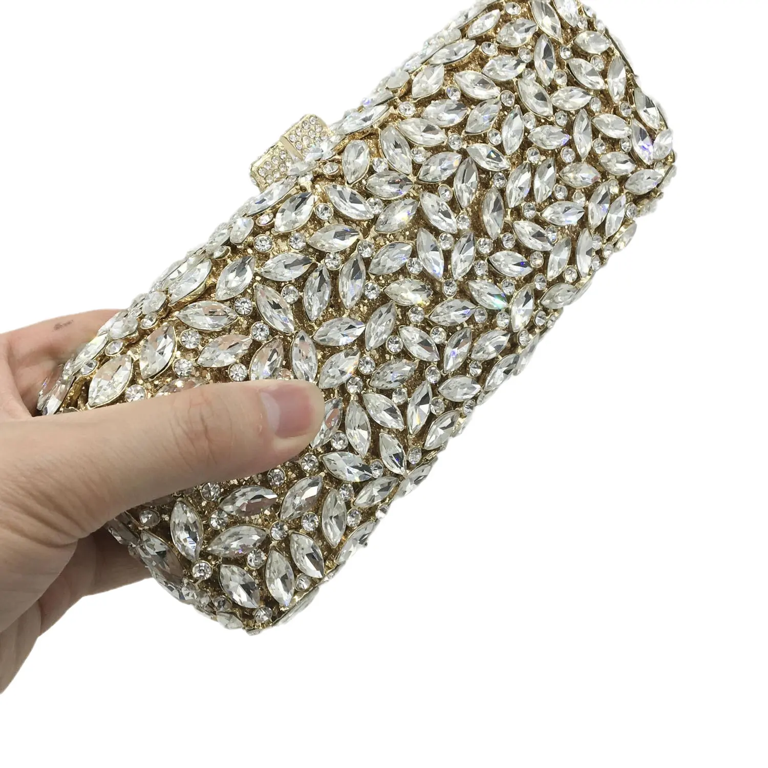 Женские Серебристые вечерние сумочки Boutique De FGG клатчи со стразами и