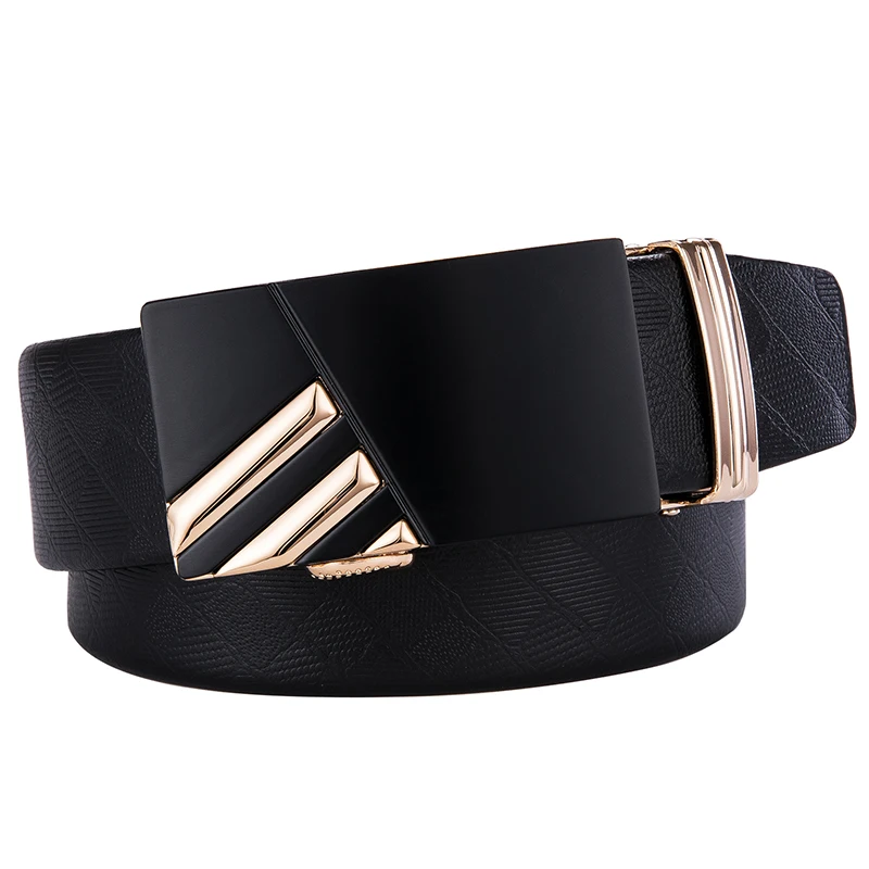 Hi Tie брендовый ремень с золотой пряжкой из натуральной кожи мужской для джинсов