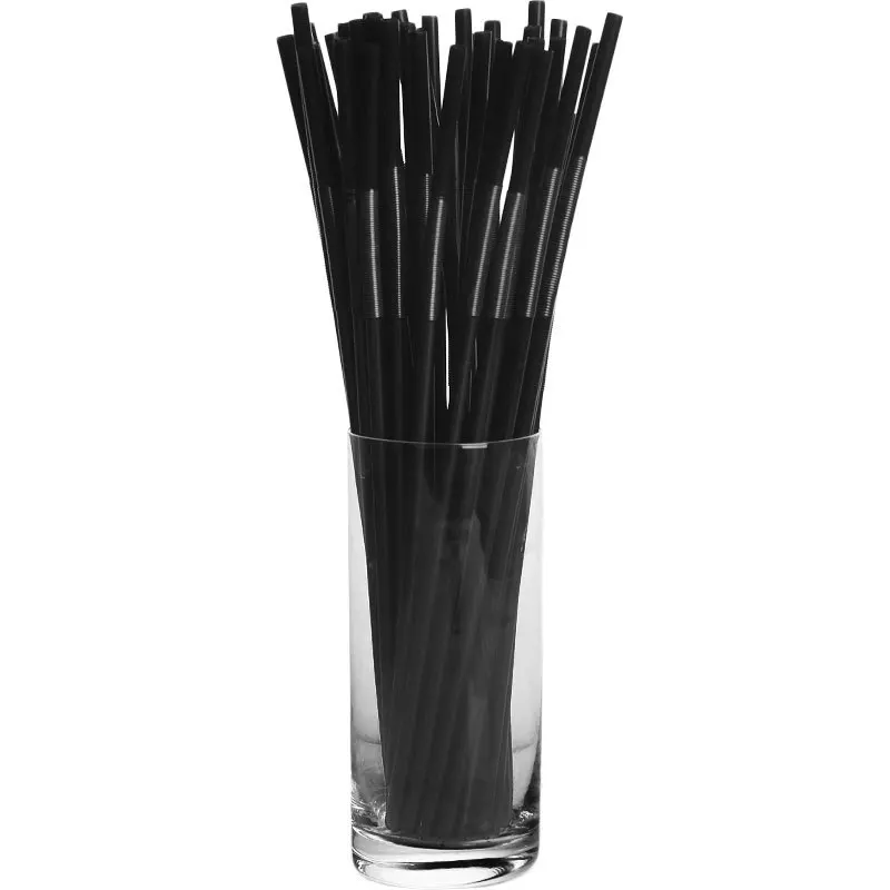 

100PCS Food Grade Plastic Black Curved Straw,Bar Cocktail Juice Drink Milk Tea One Time Art Straw