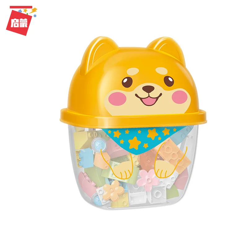 

Enlightenment Large Particle Building Blocks Toddler Assembled Children Model Male Toy Hug Dog Building Block Bucket 4-16y