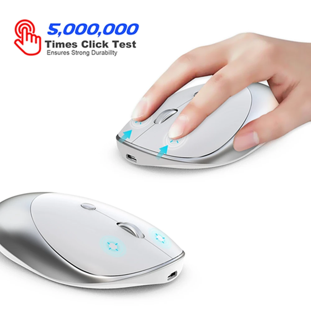 Три режима Bluetooth 3,0/5,0 беспроводная мышь можно подключить 3 компьютера Бесшумная дизайнерская оптическая перезаряжаемая мышь для ПК MAC ноутбука